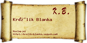 Králik Blanka névjegykártya